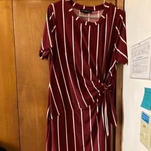 Red and white striped Derek Heart side tie dress. Size 1X.